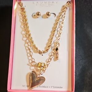 Laundry By Shelli Segal Gold Heart Necklace Gift Set